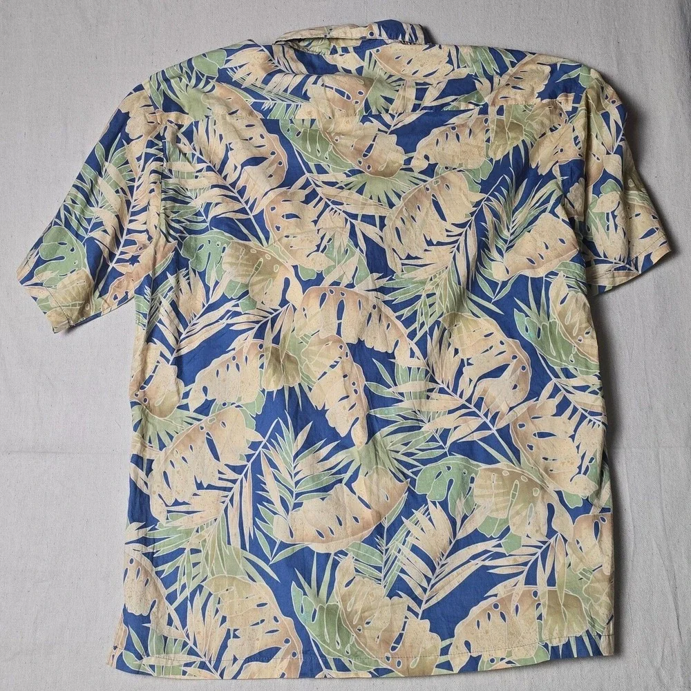 Tori Richard Hawaiian Shirt XL Short Sleeve 100% Cotton Blue/Green Leaves USA - Picture 2 of 16